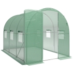 Outsunny Kas 3 x 2 x 2 m folietunnel met vergrendelbare openslaande deur 6 oprolbare gaasramen steunstangen