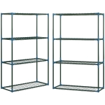 Outsunny plantenrek, set van 2, elk met 4 planken, gecombineerd of afzonderlijk te gebruiken, staal, groen, 70 x 27 x 110 cm