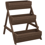 Outsunny 3 Tier Raised Garden Bed Wooden Elevated Planter Box Kit, 66L for Flower, Vegetable, Herb, 65x75x78cm, Tan