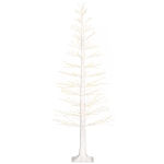 HOMCOM Kunstboom met LED-verlichting, 180 cm hoge kerstboom, realistische schors, Wit