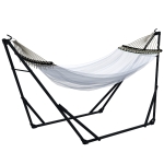 Outsunny Hammock frame inclusief hangmat frame voor hangmat, 263 cm x 89 cm x 100 cm, Zwart + Wit