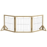 PawHut Valla para Mascotas Plegable de 3 Paneles con Plegado Bidireccional y Patas de Apoyo Triangulares 210x44x70 cm Natural