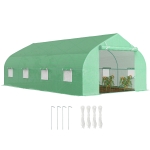 Outsunny Serra a Tunnel con 8 Finestrelle Laterali e Ingresso Avvolgibile, in PE e Acciaio, 6x3x2 m, Verde