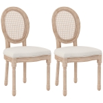 HOMCOM 2-delige set eetkamerstoelen keukenstoelen, vintage design, Weense vlechtwerk-look, natuur + crème