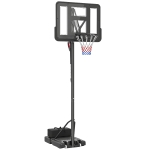 SPORTNOW Basketbalstandaard, Hoogteverstelbare Korhoogte 235-305 cm, Vulbare Basis met Wielen, Zwart