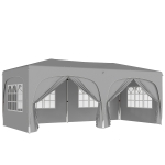 Outsunny Tonnelle pliante 3 x 6m Pop Up, UPF50+ Hauteur ajustable, avec sac de transport et sacs de sable, Gris clair