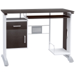 HOMCOM Bureau d'ordinateur, 100 x 52 x 75 cm, bureau avec tablette coulissante pour clavier, tiroirs et support d'unité centrale, table informatique pour étudier noyer foncé et blanc