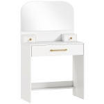 HOMCOM Make-uptafel met spiegel, compacte make-uptafel met 3 lades, Wit