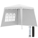 Outsunny Carpa Plegable con 2 Paredes Laterales 2,89x2,89m Cenador Pabellón de Jardín Altura Ajustable Protección UV50+ Blanco