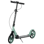 HOMCOM One-click Folding Kick Scooter for 14+ w/ Adjustable Handlebar, Push Scooter with Kickstand, Dual Brake System, Shock Absorber, 200mm Wheels & ABEC-9 Bearings, Green