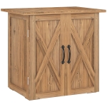 Outsunny Căsuță de Grădină din Lemn cu 2 Uși și Mânere în Stil Rustic, 77x55x72 cm, Maro