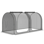 Outsunny 2,49 x 1,2m Tuinnet, Plantenbeschermingstent met Deur, Winddicht Ongediertenet met Stalen Frame, Zwart