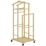 HOMCOM Bamboe kledingrek op wielen, compact, met hangers, ophangstangen, opbergvak en onderrek, eikenlook