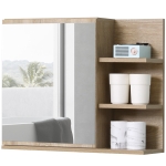 kleankin Specchiera Bagno a Parete con Anta e 3 Ripiani Laterali in Legno, 60x18x50cm