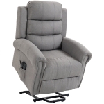 HOMCOM Power-lift relaxfauteuil met vibratiemassage en warmte, USB-aansluiting, zijvakken en afstandsbedieningen, lichtgrijs