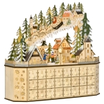 HOMCOM adventskalender met 24 vakken op te vullen kerstkalender met LED-verlichting adventskalenderbox kerstdecoratie doe-het-zelf MDF-blad naturel hout 45 x 13 x 43 cm