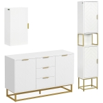 kleankin Ensemble de meubles de rangement - lot de buffet, armoire murale et meuble colonne - étagère réglable, pieds en acier