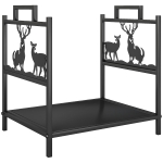 Outsunny Houtopslag voor Binnen 42,5 x 33,5 x 43 cm, Houtopslag voor Haard van Metaal Zwart