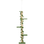 PawHut In Hoogte Verstelbare Krabpaal 202-242 cm, Antislip, Jutetouw-Palen, Spaanplaat, Groen/Geel