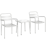 Outsunny Set Bistrò 3 pezzi: tavolino in vetro e 2 sedie, arredo esterno bianco.