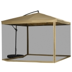 Outsunny parasol met muskietennet, inclusief Handslinger, ventilatieopening, 296 cm x 296 cm x 272 cm, wit+ zwart