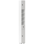 kleankin 180cm Slim Bathroom Cabinet, with Drawer, Shelves and Cupboards - Light Grey