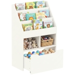 HOMCOM Kinderrek met Lade, Boekenkast met Vakken, 60 x 29,9 x 90 cm, Wit