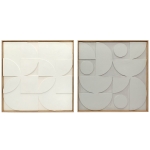 HOMCOM Wanddecoratie 3D set van 2 geometrisch modern wanddecoratie voor woonkamer, hal, 80 x 3,5 x 80 cm, wit