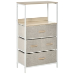 HOMCOM 4 Drawer Storage Chest Unit Home Cabinet w/ Shelves for Living Room Bedroom Entryway Living Furniture, Light Grey