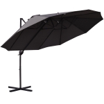 parasol met zwengel dubbele parasol tuinparasol zonwering metaal grijs