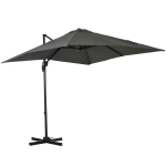Outsunny Grijze Zweefparasol Tuinparasol, Kruisvoet, Kantelbaar, Weerbestendig, 245 cm x 245 cm x 245 cm
