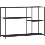HOMCOM Consoletafel, 4 Niveaus, Stalen Frame, voor Hal, Woonkamer, Zwart