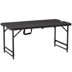 Outsunny buitentafel, tuintafel, voor 4 personen, opvouwbaar, in hoogte verstelbaar, houtlook, grijs+zwart, 118 x 60 x 74 cm