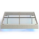 HOMCOM Cama Flotante 160x200 cm con Iluminación LED Inteligente y Estructura Tapizada Beige
