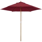 Outsunny Parasol de Jardin en  Bois Rouge Ø2.5 m x 2.25 m