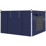 Outsunny Paviljoen Gordijnen, Set van 2, voor 3x6m of 3x3m Tuinpaviljoens, met Ramen en Deuren, Blauw