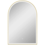 HOMCOM Miroir de salle de bain LED 90 x 60cm, mural, 3 couleurs, arqué cadre en aluminium, désembuage et interrupteur tactile