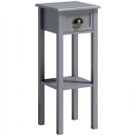 HOMCOM Mesa Auxiliar Estilo Moderno Mesita Auxiliar con Cajón y Estante de Almacenamiento 30x30x75 cm Gris