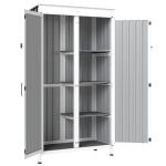 Outsunny Outdoor Storage Cabinet with Removable Shelves, Garden Tool Shed with Asphalt Roof, White and Black