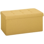 HOMCOM Puff Almacenaje, Banco Almacenaje Plegable 84 L 76x38x38 cm Tapizado en Lino Sintético Amarillo