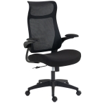 HOMCOM Ergonomische bureaustoel met 3D-armleuningen, netstof rug, S-vormige rugleuning, hoofdsteun, kantelfunctie, zwart