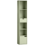 HOMCOM 6-Tier Bookcase, Tall Narrow Bookshelf with Drawer and Door - Green