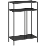HOMCOM Consoletafel 3 niveaus opbergplanken Smalle Entreetafel Stalen Frame voor Woonkamer Hal 55 cm Zwart