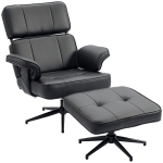 HOMCOM Verstelbare ligfauteuil met voetkruk, kunstleren bekleding, in hoogte verstelbare hoofdsteun, metalen basis, zwart