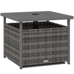 Outsunny Outdoor Rattan Wicker Coffee Table w/ Umbrella Hole Suitable for Garden Garden