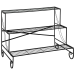 Outsunny metalen bloemenrek 3-laags plantenplank bloementrappen bloemenstandaard voor binnen en buiten tuinbalkon zwart 95 x 63 x 72 cm