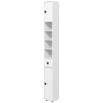 kleankin Badkamerkast, 4 planken, lade, spaanplaat, slank ontwerp, Wit