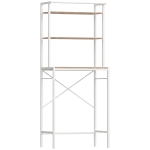 HOMCOM Étagère de Machine à Laver 3 Niveaux, Meuble pour Lave-Linge et Sèche-Linge avec Barre de Suspension, Marron et Blanc