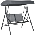 Outsunny Columpio de Jardín Exterior de 2 Plazas Techo Ajustable y Marco de Acero Asientos Textilene 140x118x162 cm Gris Oscuro