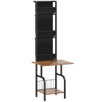 HOMCOM Industrieel CD-rek, CD-opslag, DVD-standaard met 3 Stoffen Opbergvakken en Tafelblad, Rustieke Houtlook in Bruin